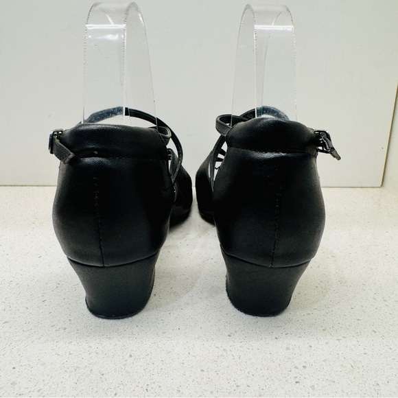 Comfort Dance Shoes The Strappy Black Leather Strappy Block Heel Salsa Sz 5.5 - Picture 5 of 14